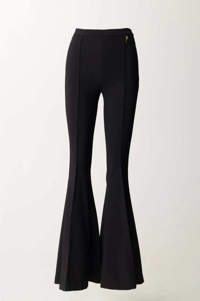 Pantaloni a zampa con charms Nero