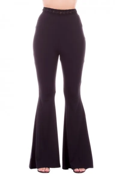 Pantaloni a zampa con passamaneria Black
