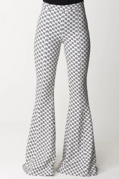 Pantaloni a zampa monogram Burro/Nero