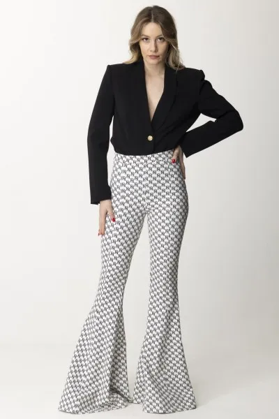 Pantaloni a zampa monogram Burro/Nero