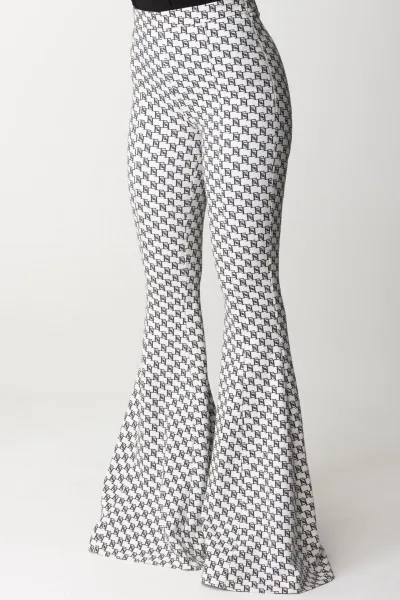 Pantaloni a zampa monogram Burro/Nero