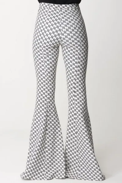 Pantaloni a zampa monogram Burro/Nero