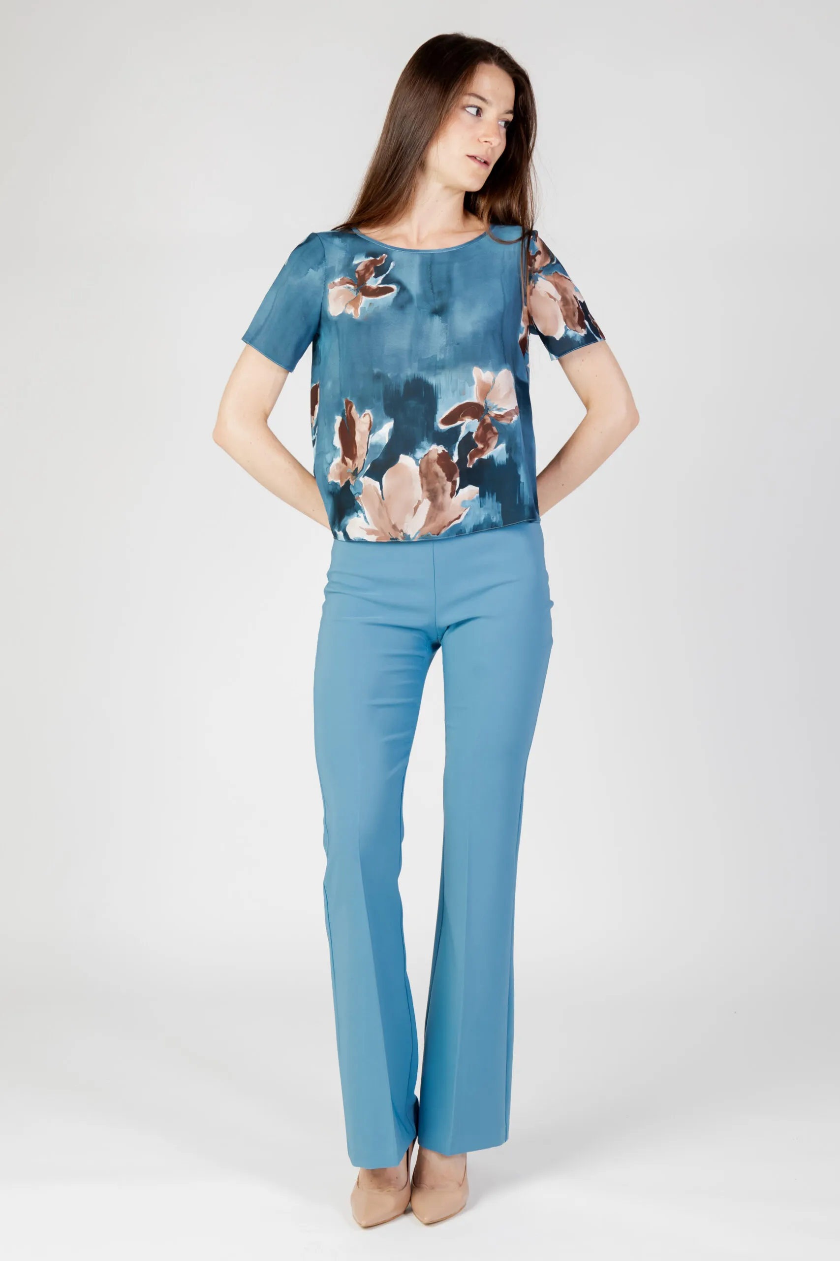 Pantaloni bootcut Rinascimento rewi  zampa Turchese