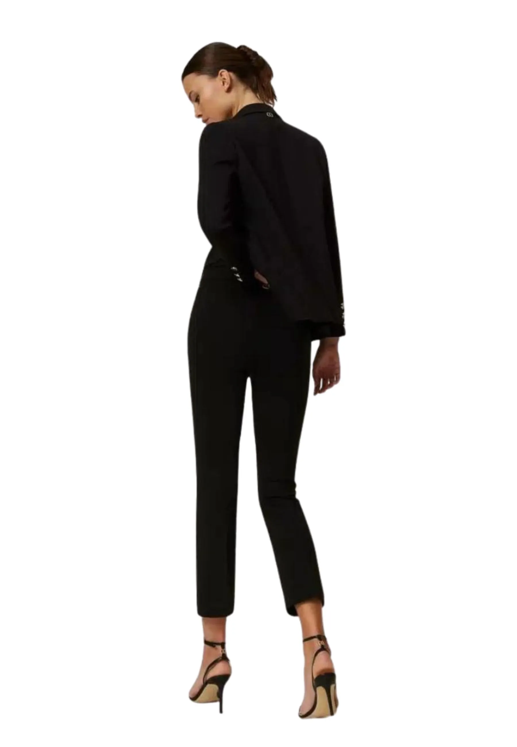 Pantaloni flare con fibbia Oval T