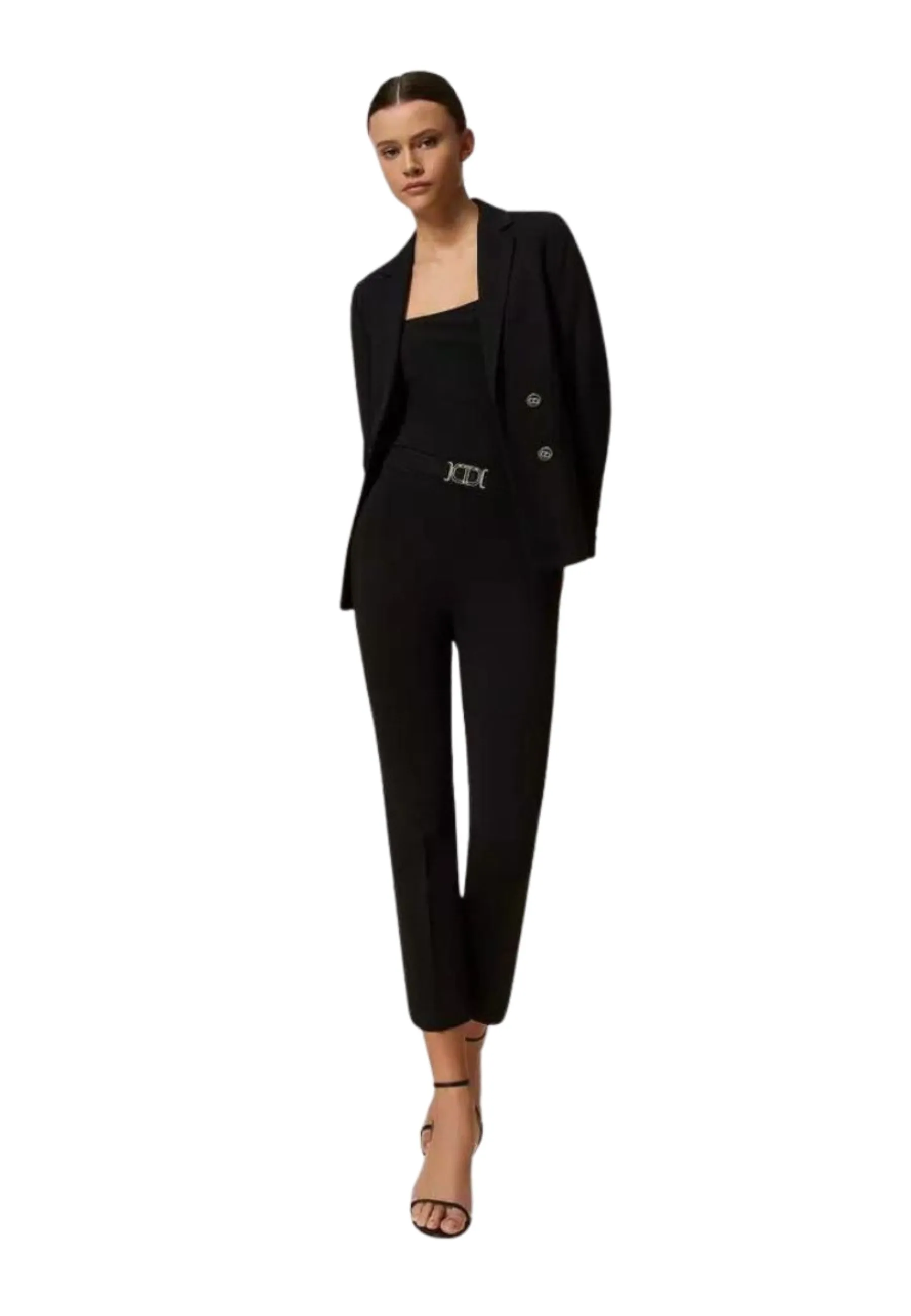 Pantaloni flare con fibbia Oval T