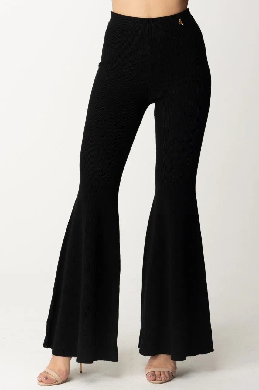 Pantaloni in maglia a zampa con Fly charm Nero
