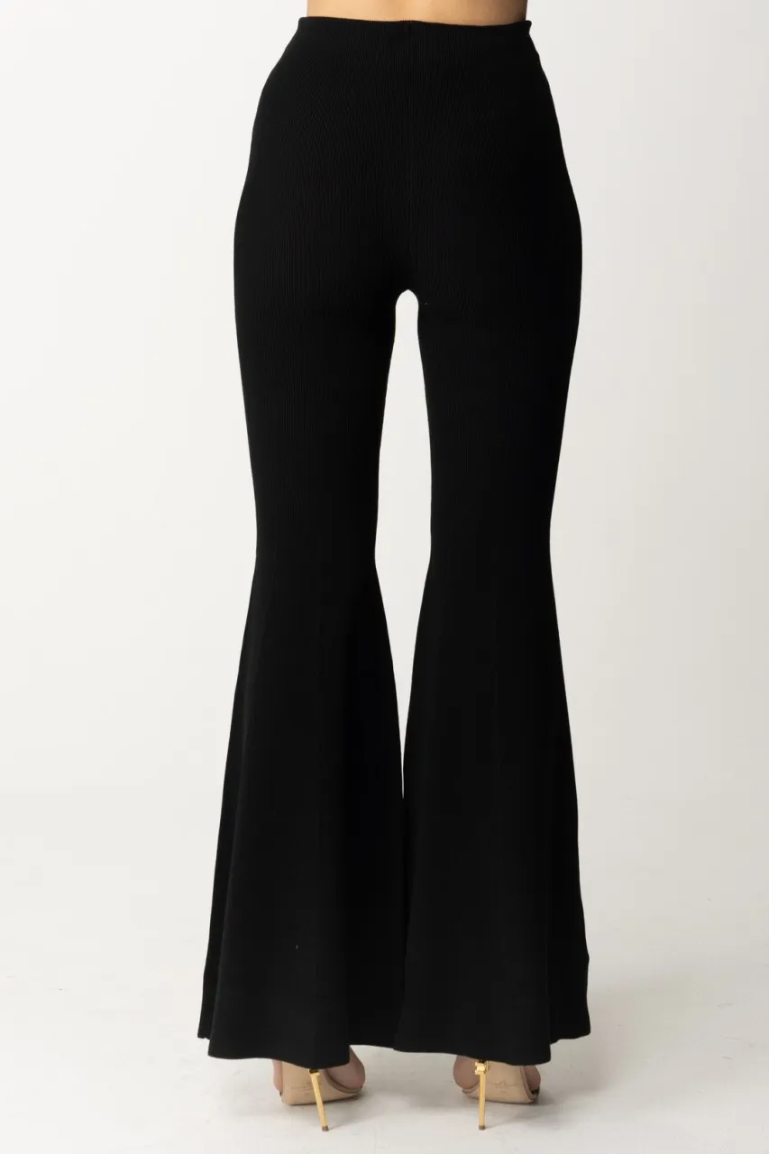 Pantaloni in maglia a zampa con Fly charm Nero