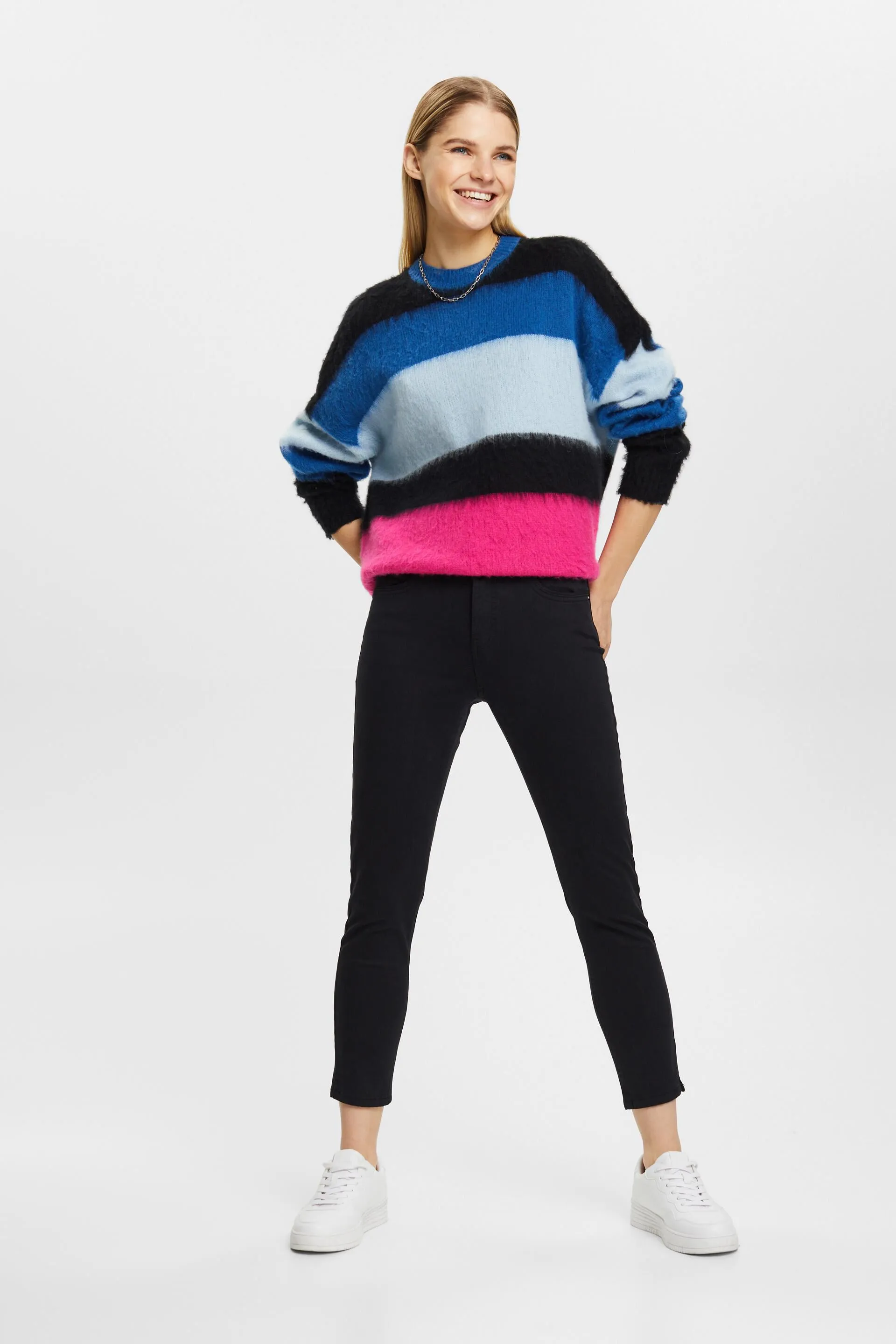 Pantaloni stretch a vita media cropped