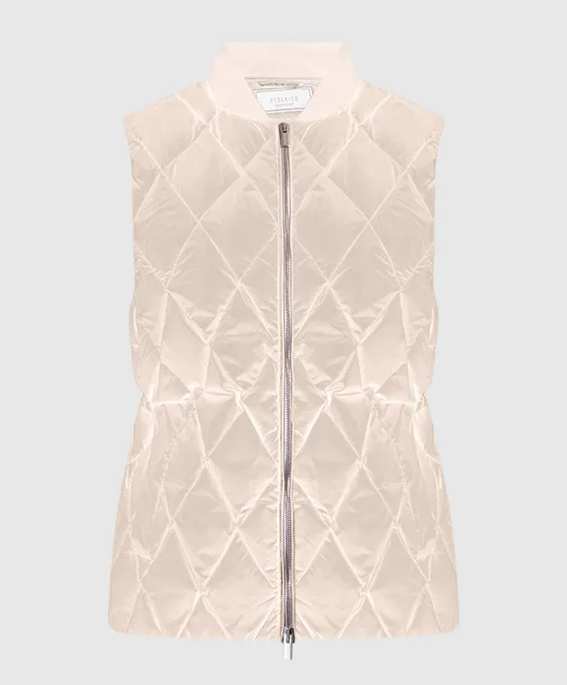 Peserico Gilet trapuntato beige con catena monil S034022200G
