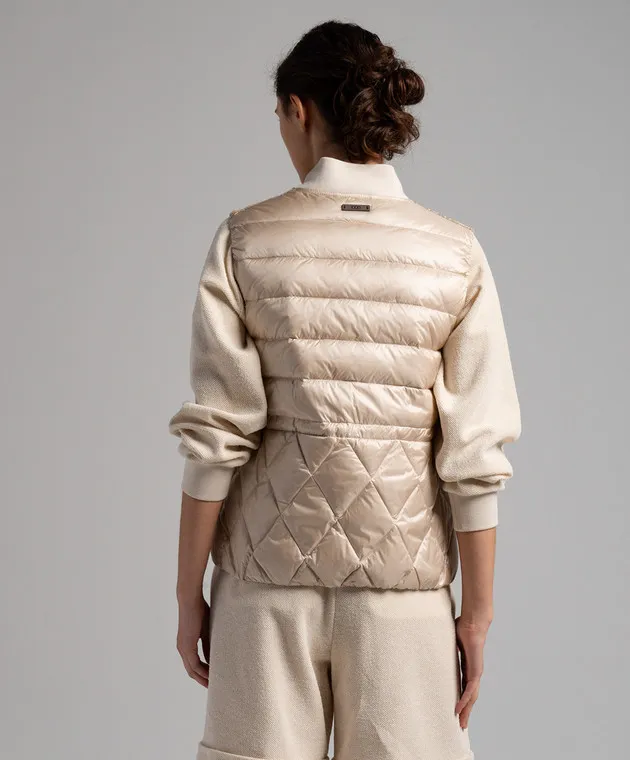 Peserico Gilet trapuntato beige con catena monil S034022200G