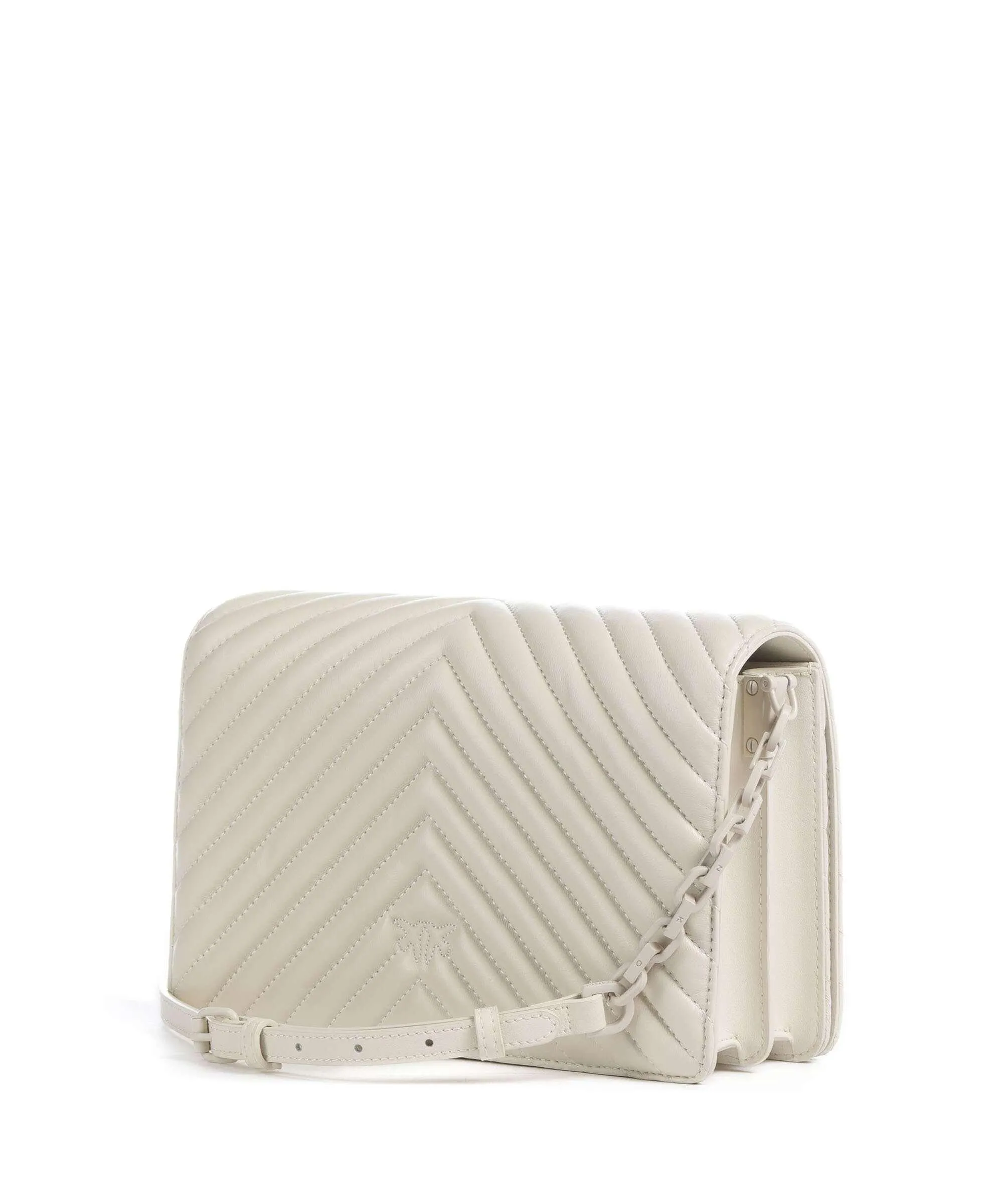  Pinko Love Click Classic Borsa a tracolla pelle di pecora avorio  