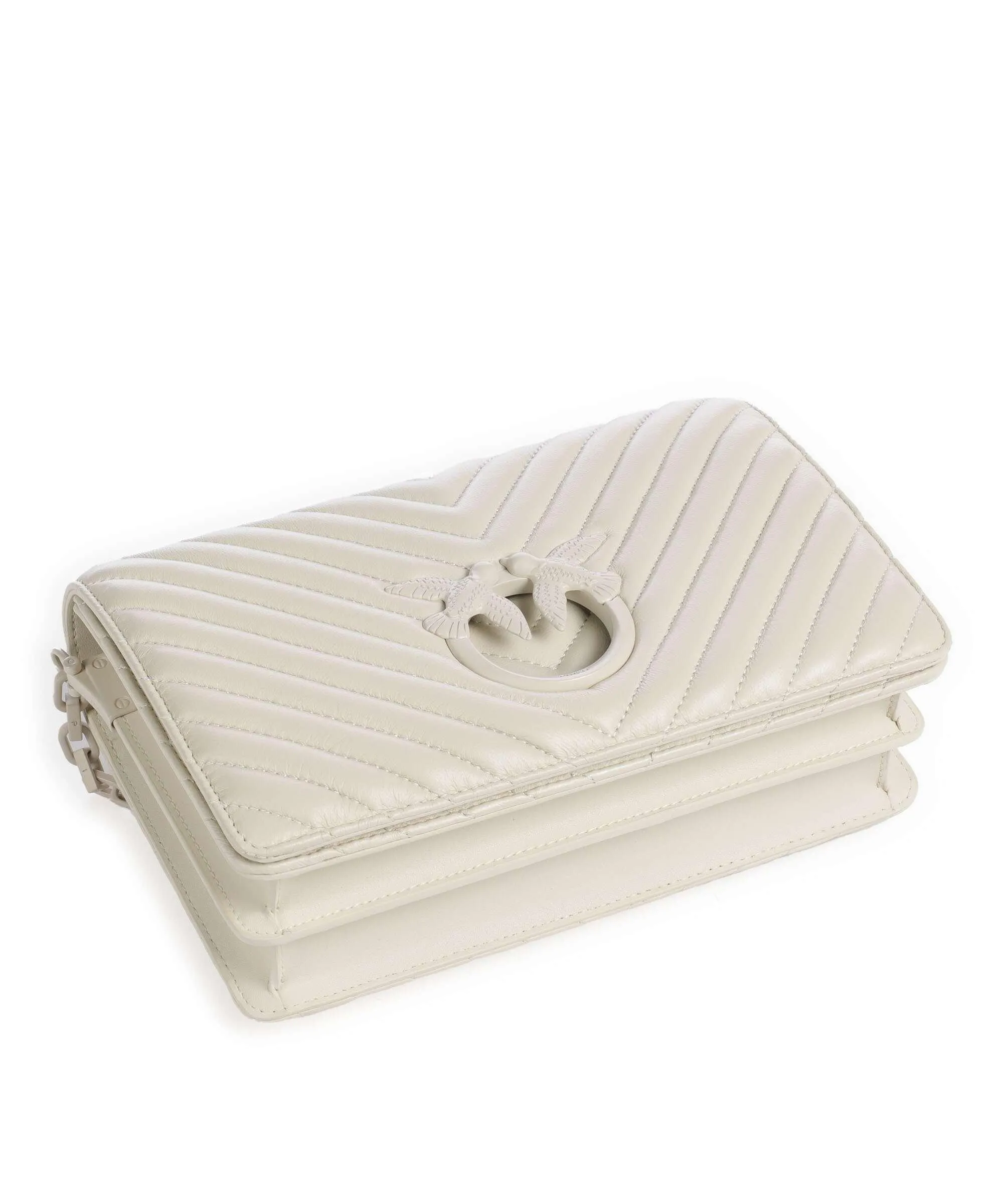  Pinko Love Click Classic Borsa a tracolla pelle di pecora avorio  