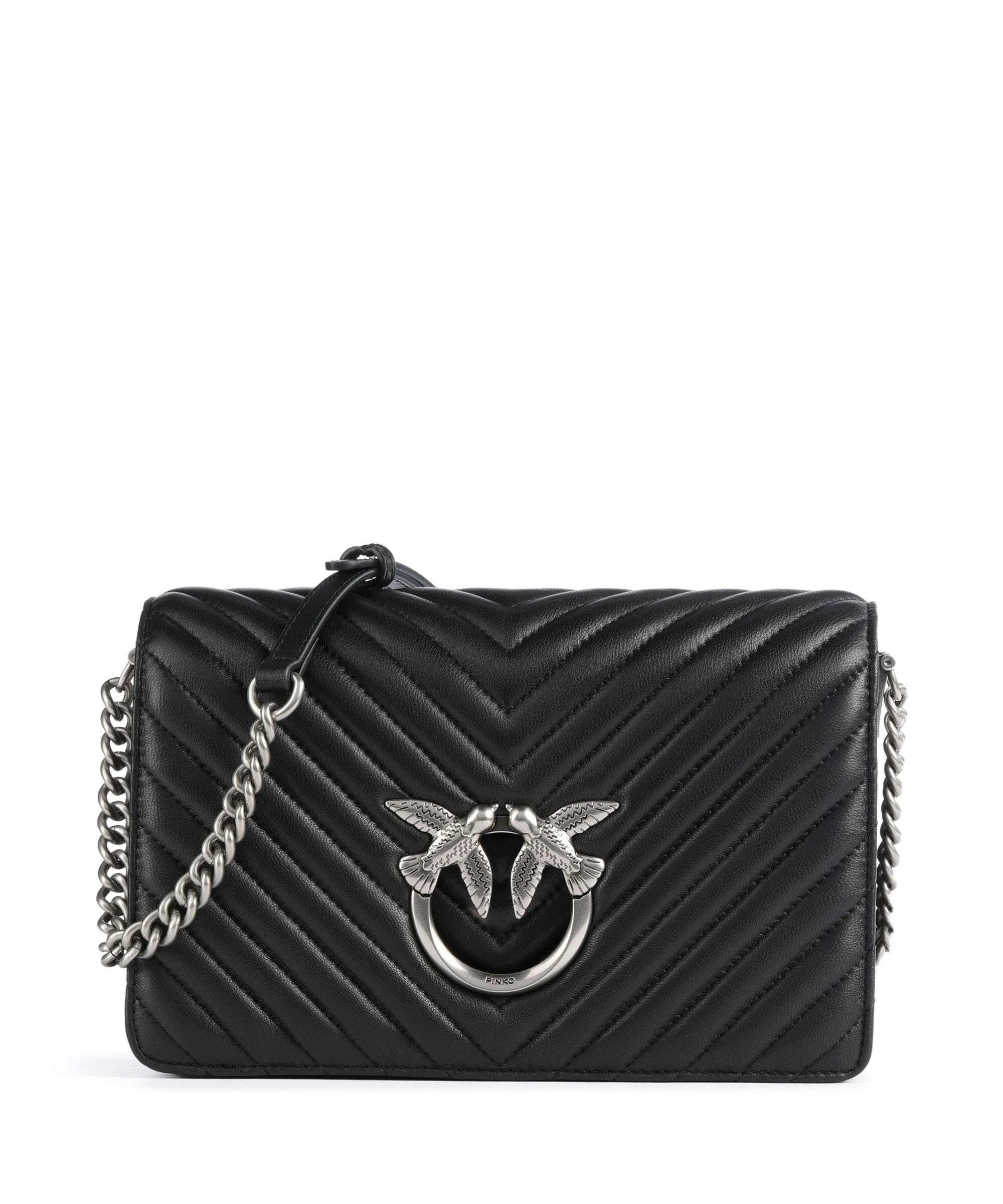  Pinko Love Click Classic Borsa a tracolla pelle di pecora nero  
