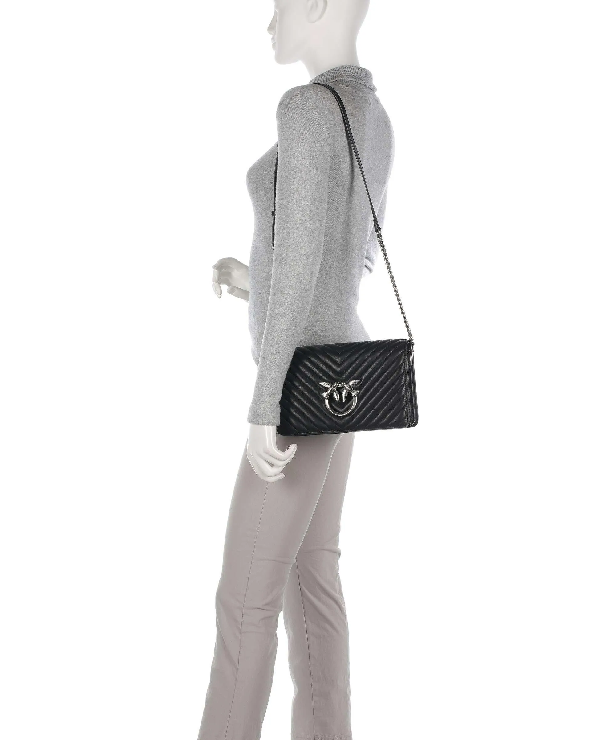  Pinko Love Click Classic Borsa a tracolla pelle di pecora nero  
