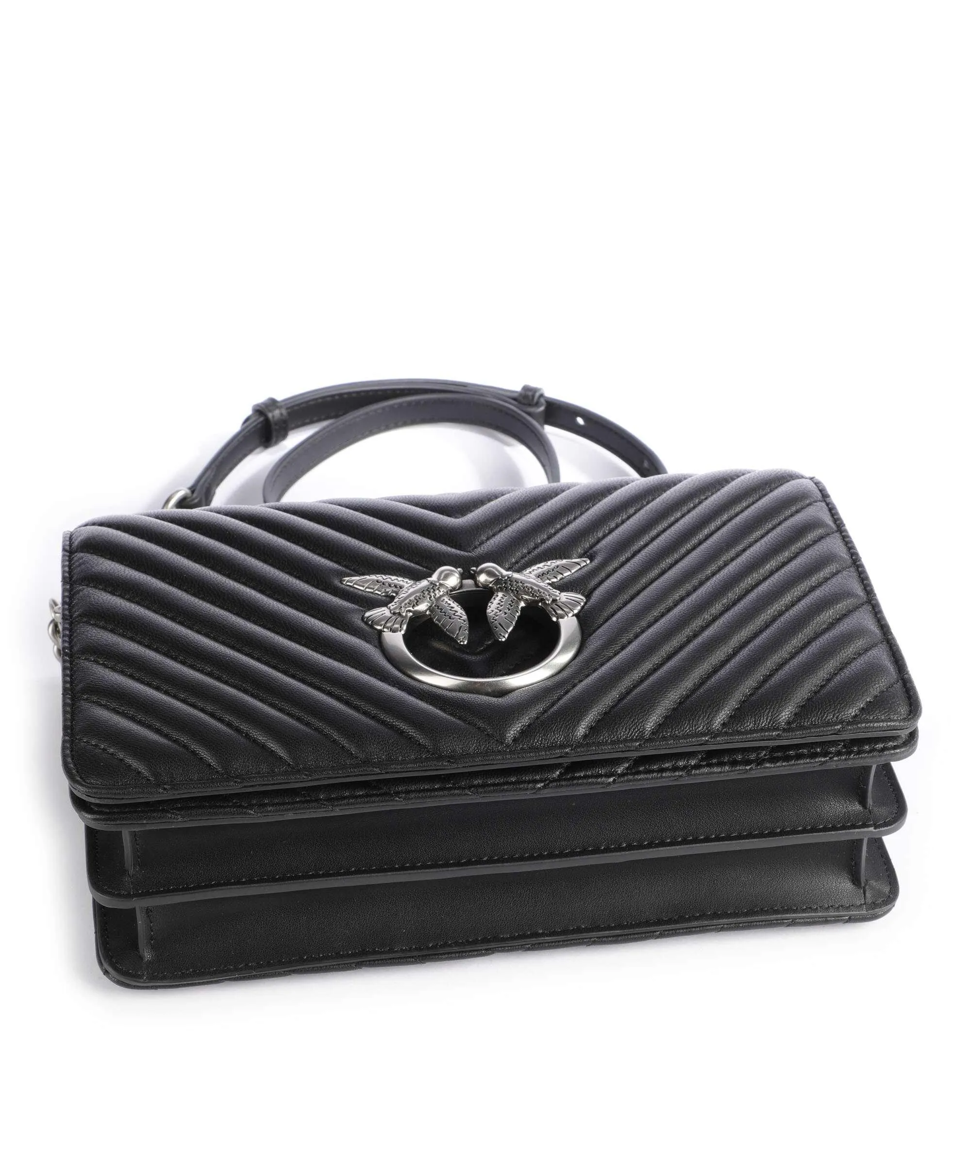  Pinko Love Click Classic Borsa a tracolla pelle di pecora nero  