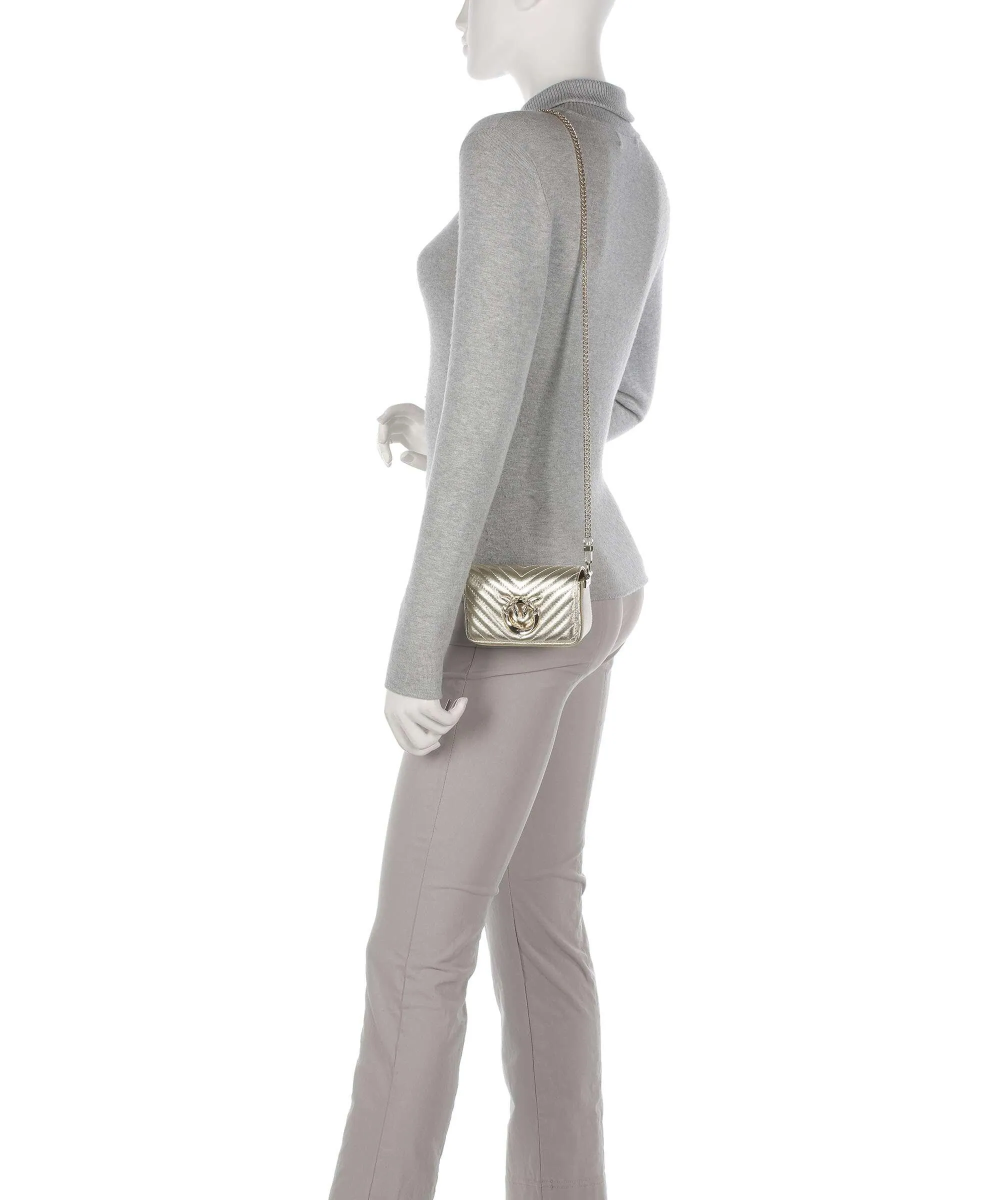  Pinko Love Click Micro Borsa a tracolla pelle di pecora oro  
