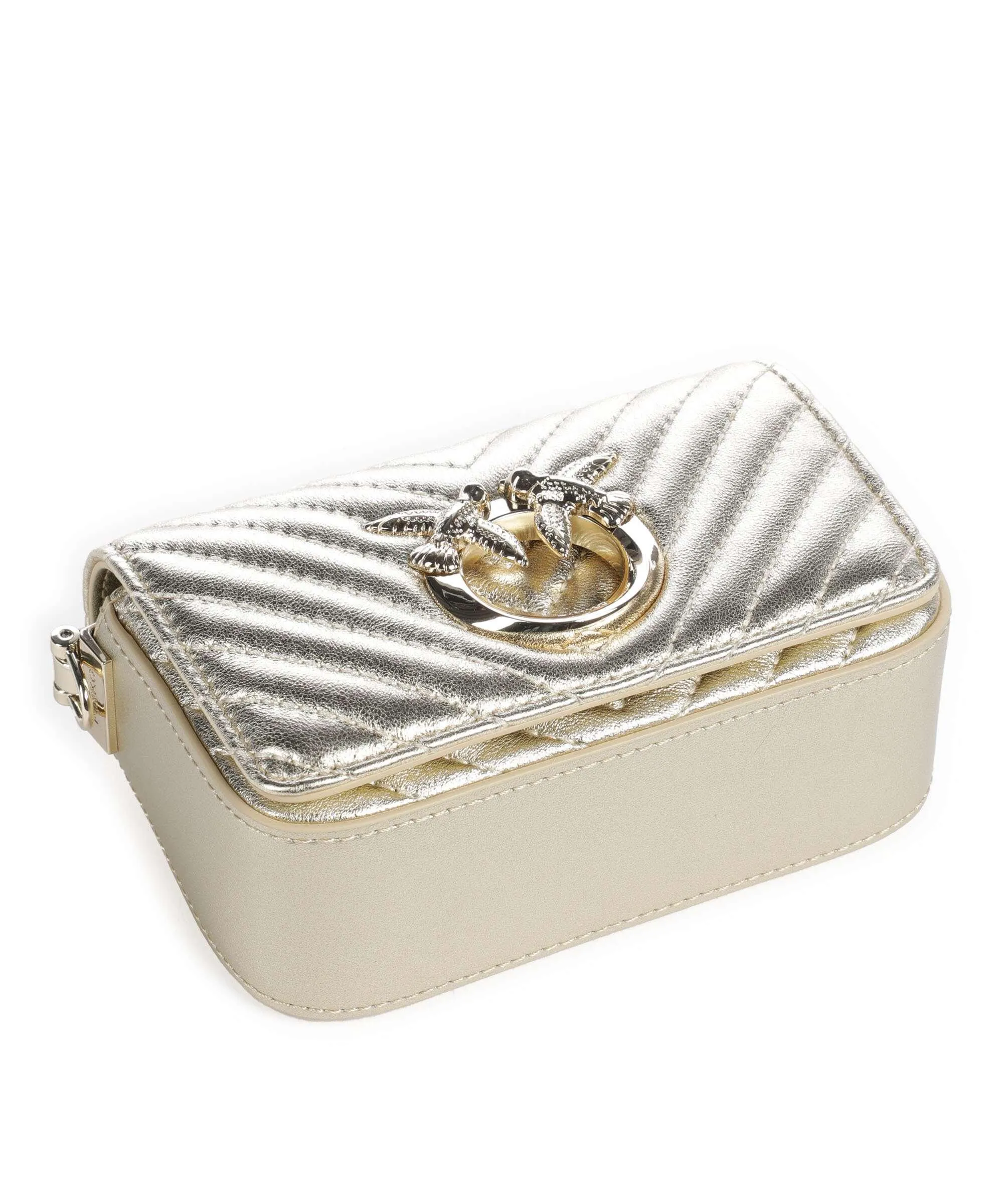  Pinko Love Click Micro Borsa a tracolla pelle di pecora oro  