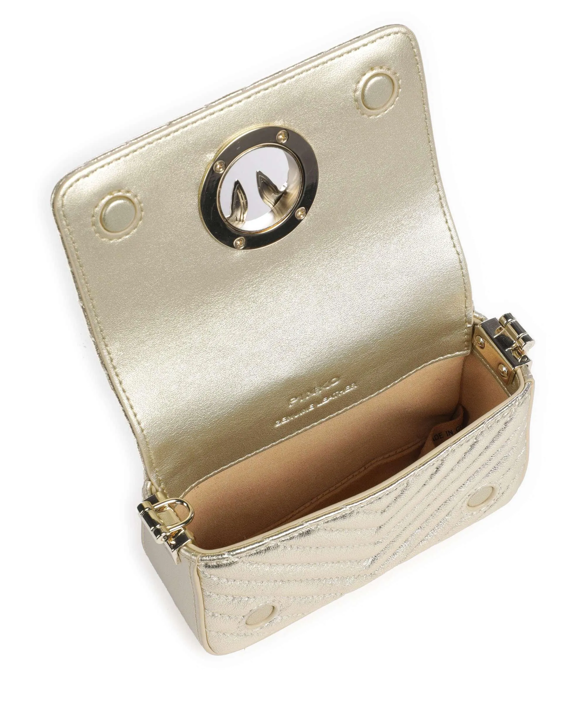  Pinko Love Click Micro Borsa a tracolla pelle di pecora oro  