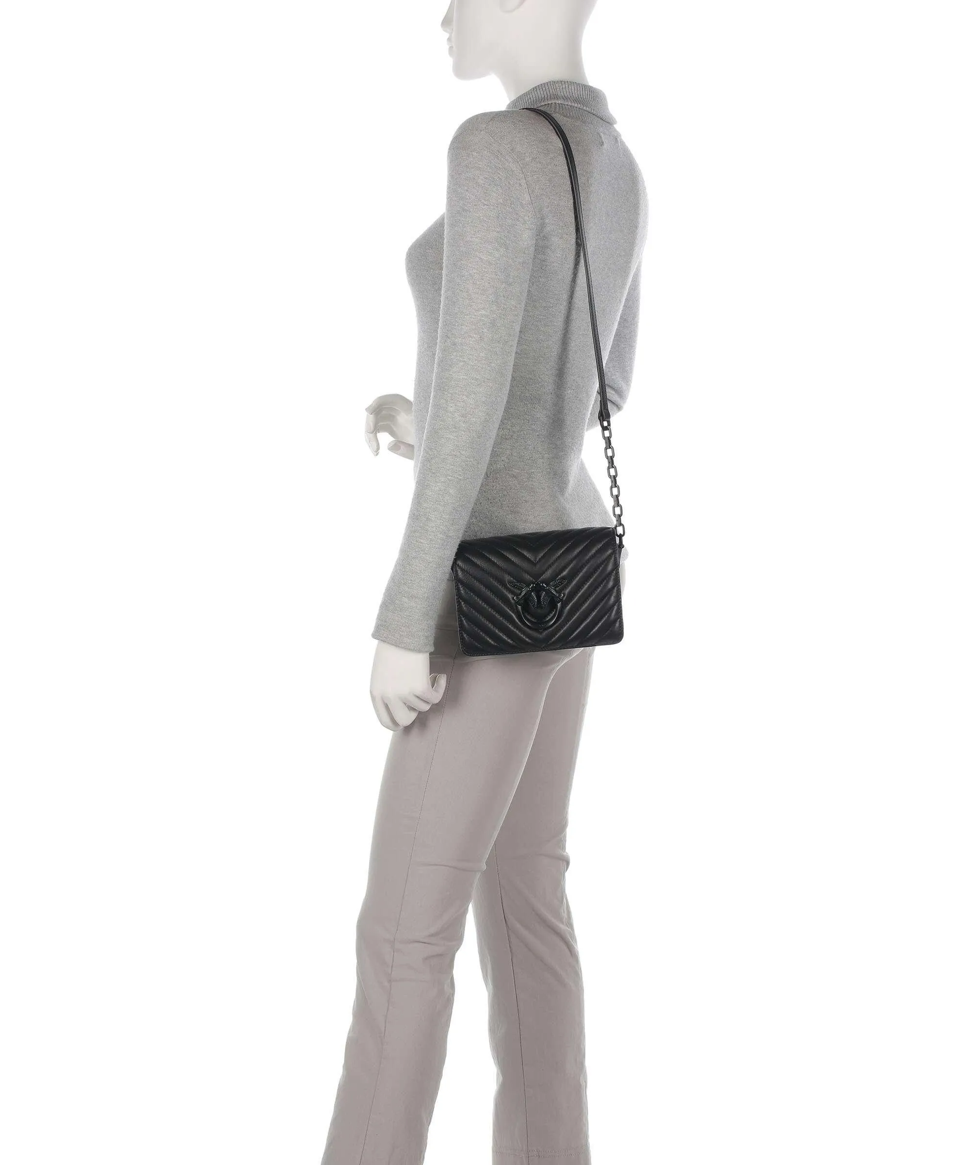  Pinko Love Click Mini Borsa a tracolla pelle di pecora nero  