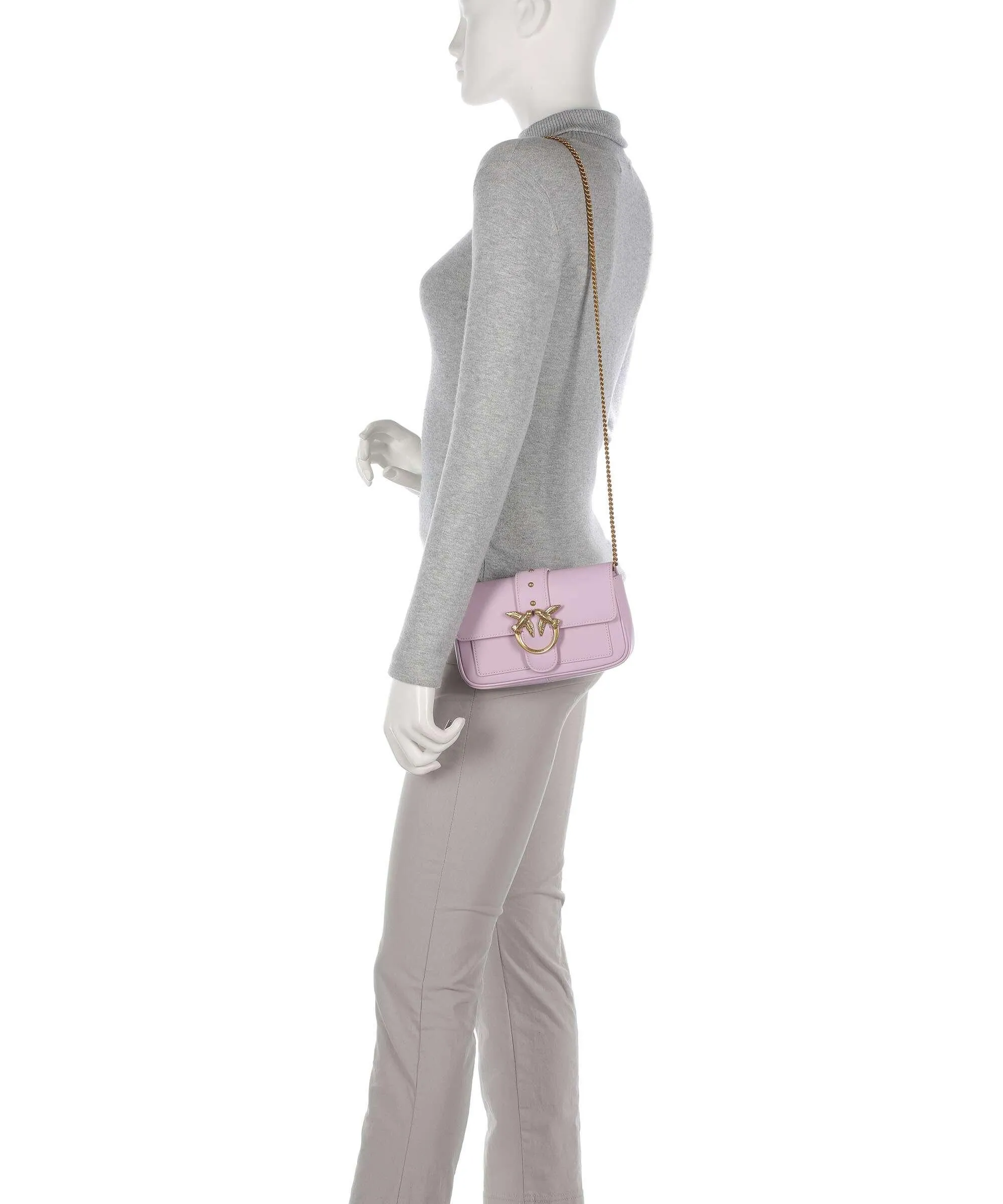  Pinko Love One Borsa a tracolla pelle a grana fine viola  