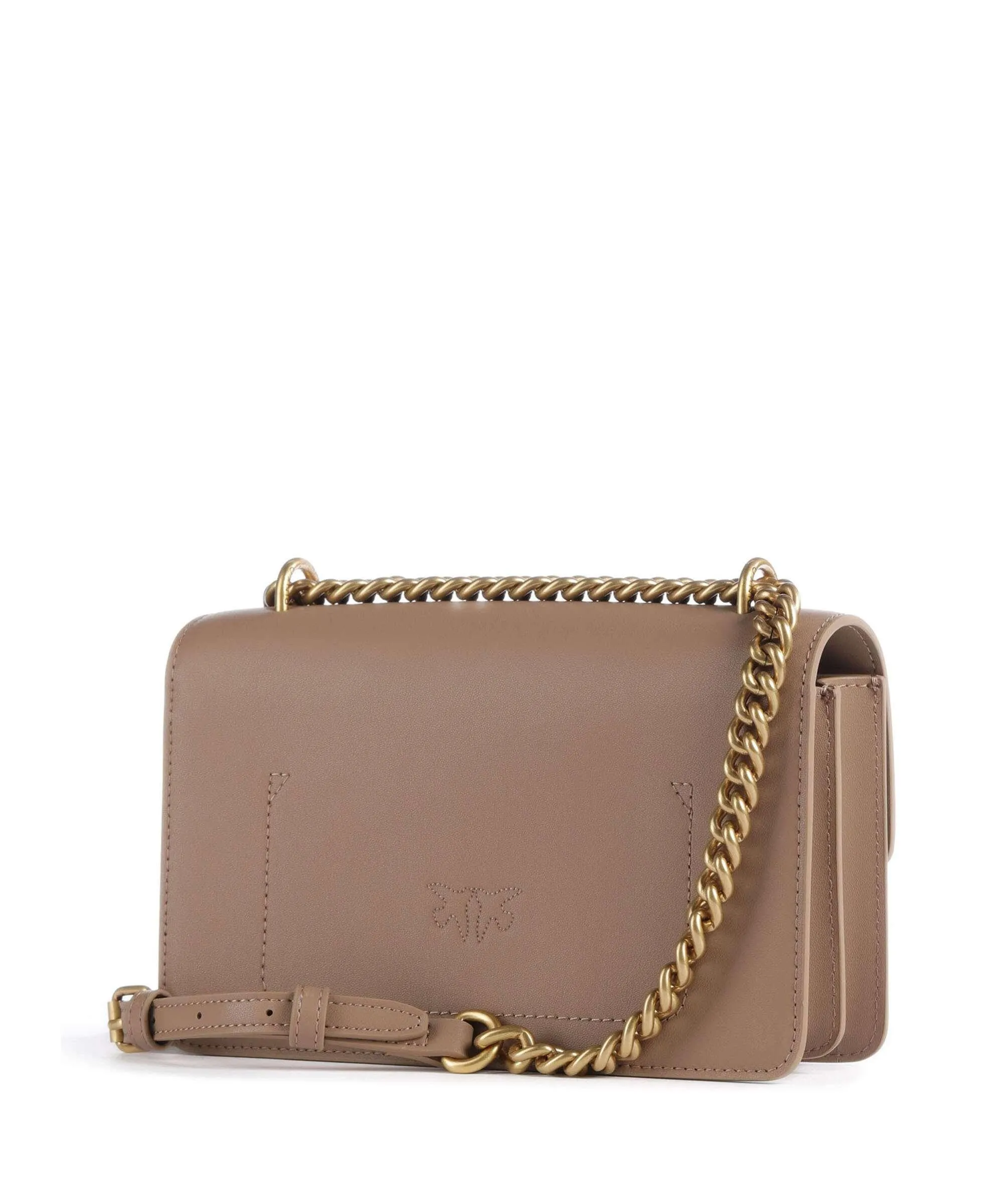  Pinko Love One Mini Borsa a spalla pelle di vacchetta finemente grana marrone chiaro  