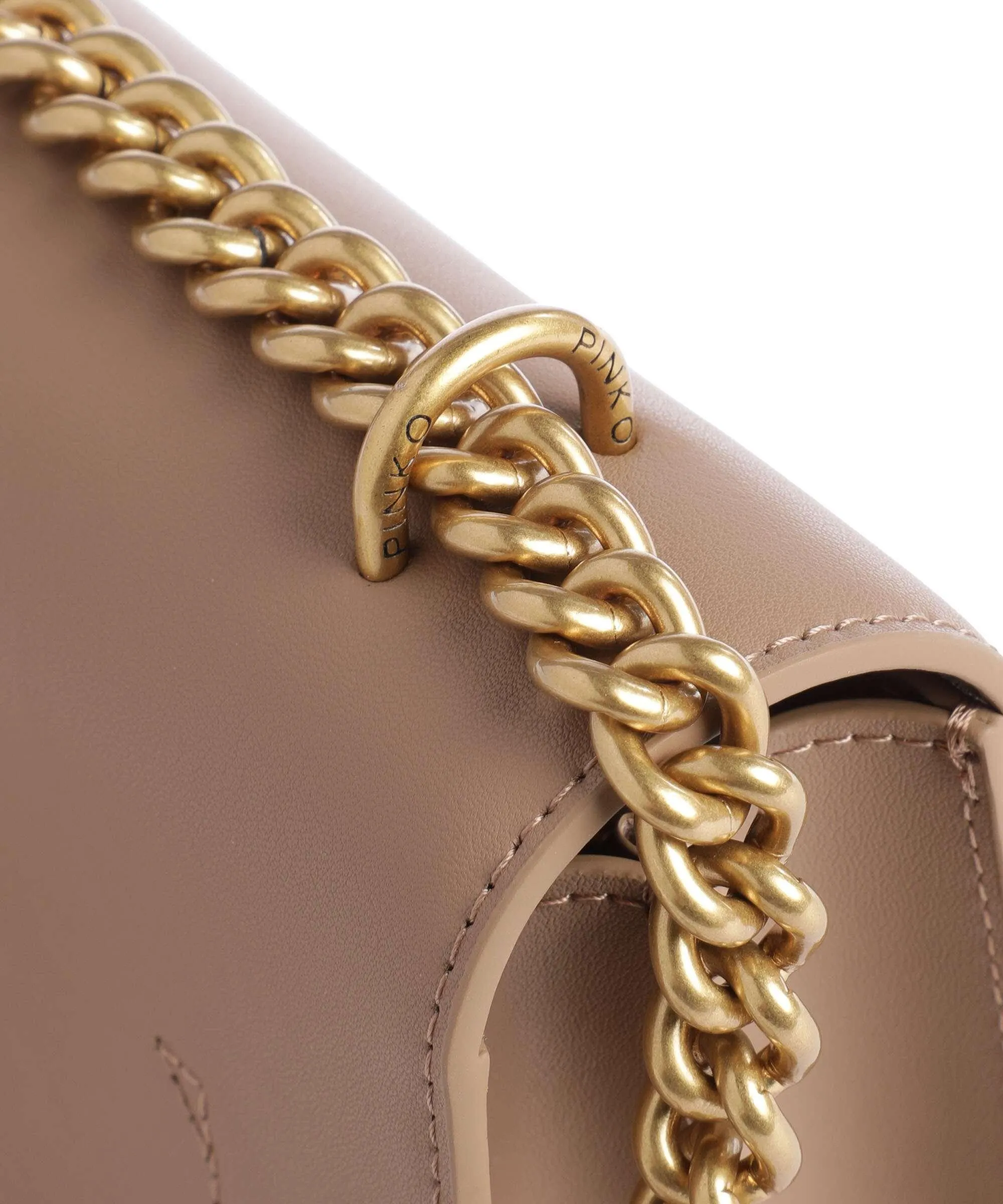  Pinko Love One Mini Borsa a spalla pelle di vacchetta finemente grana marrone chiaro  