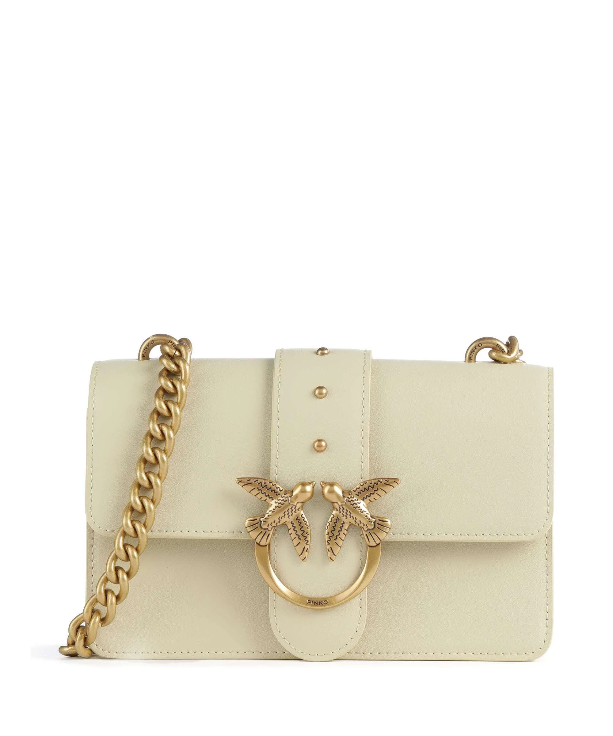  Pinko Love One Mini Borsa a tracolla pelle di vacchetta finemente grana giallo vaniglia  