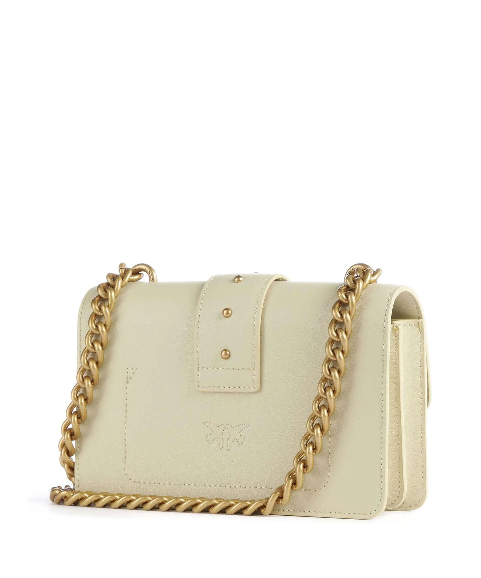  Pinko Love One Mini Borsa a tracolla pelle di vacchetta finemente grana giallo vaniglia  
