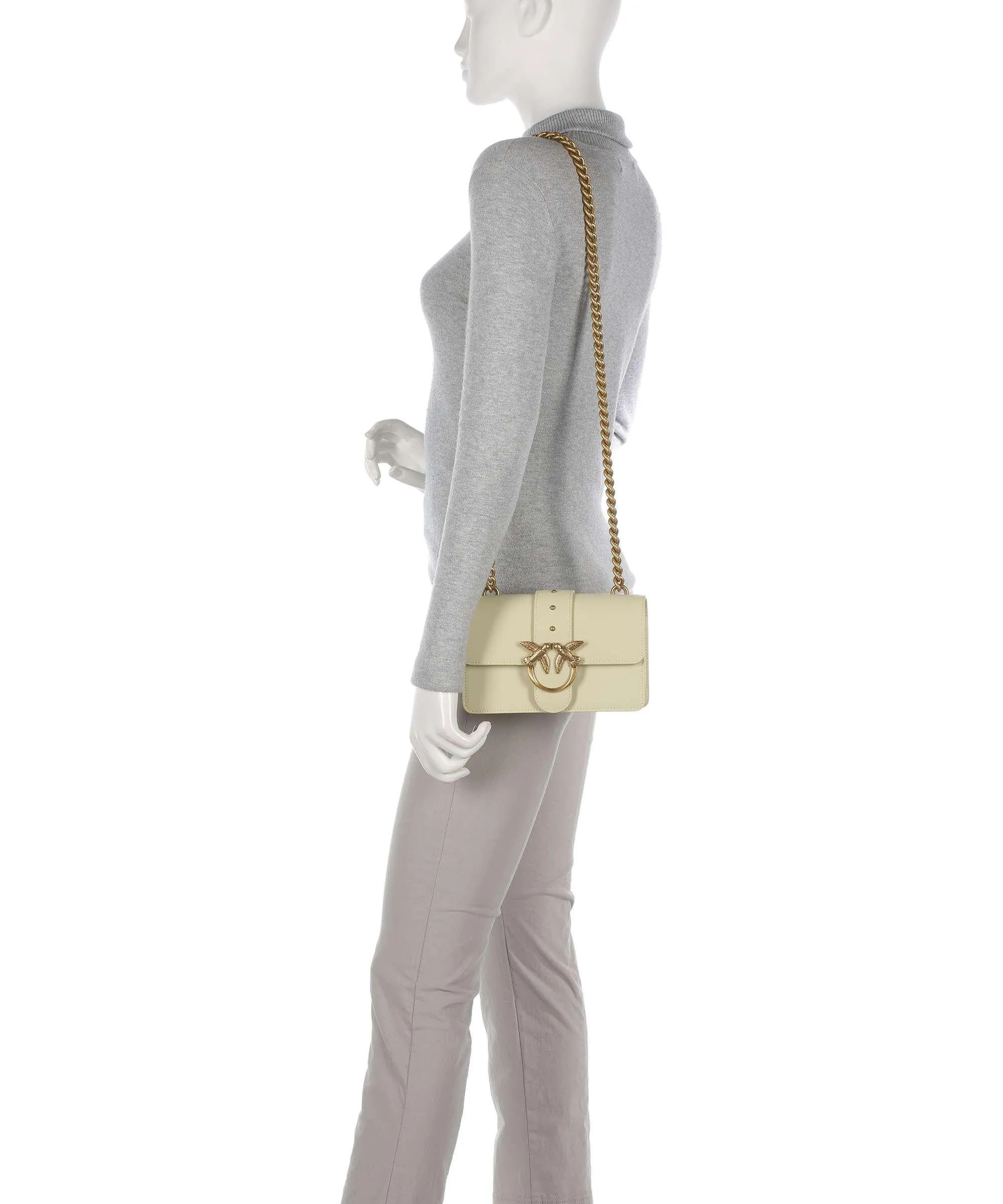  Pinko Love One Mini Borsa a tracolla pelle di vacchetta finemente grana giallo vaniglia  