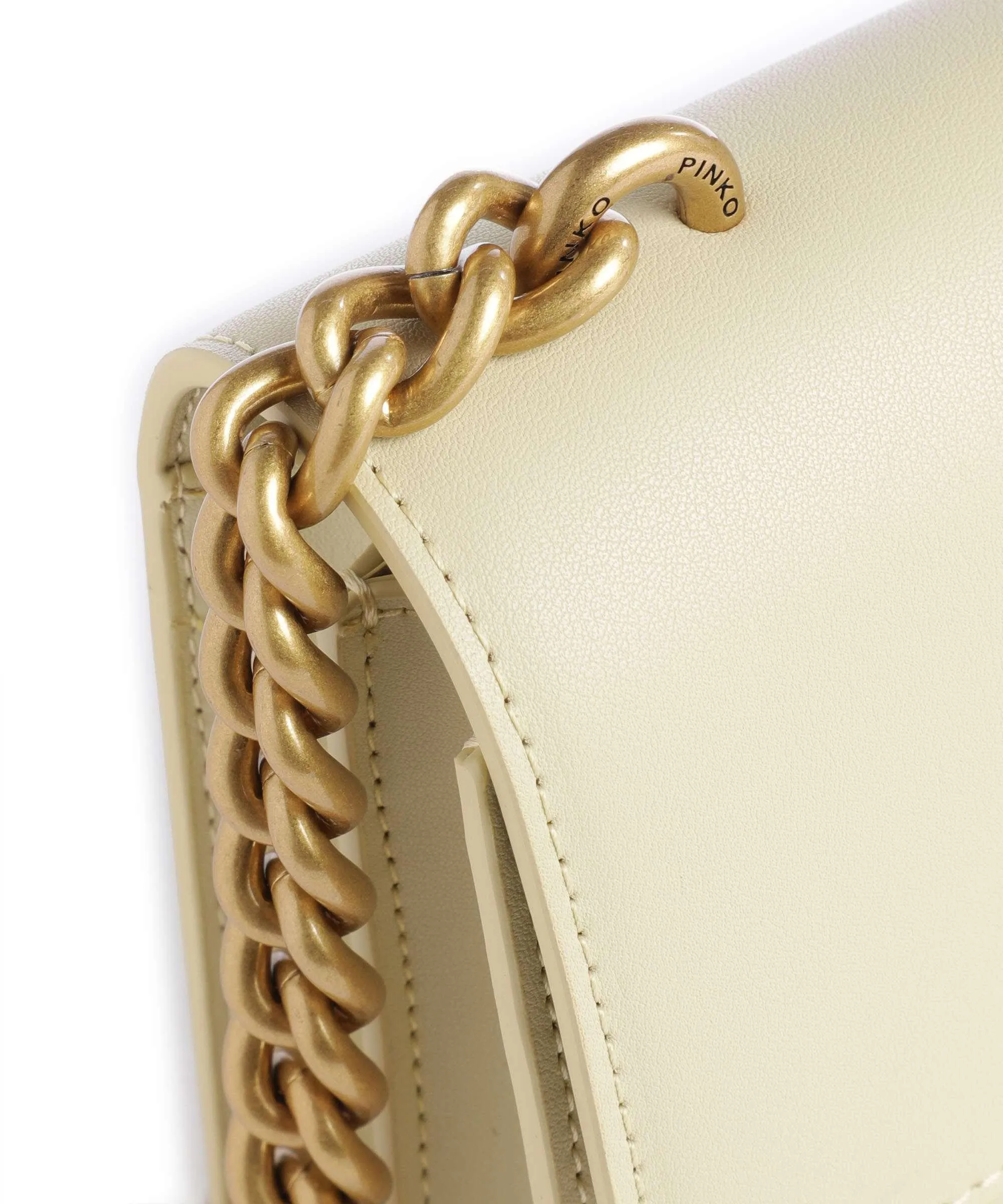  Pinko Love One Mini Borsa a tracolla pelle di vacchetta finemente grana giallo vaniglia  