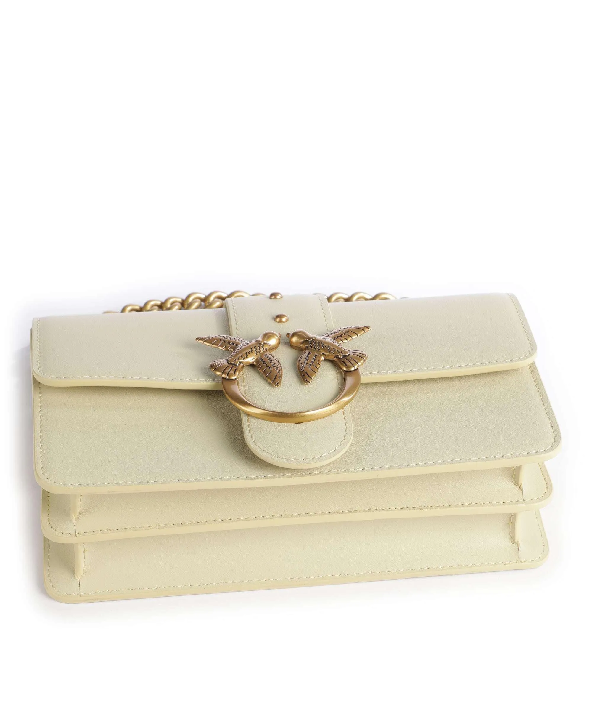  Pinko Love One Mini Borsa a tracolla pelle di vacchetta finemente grana giallo vaniglia  