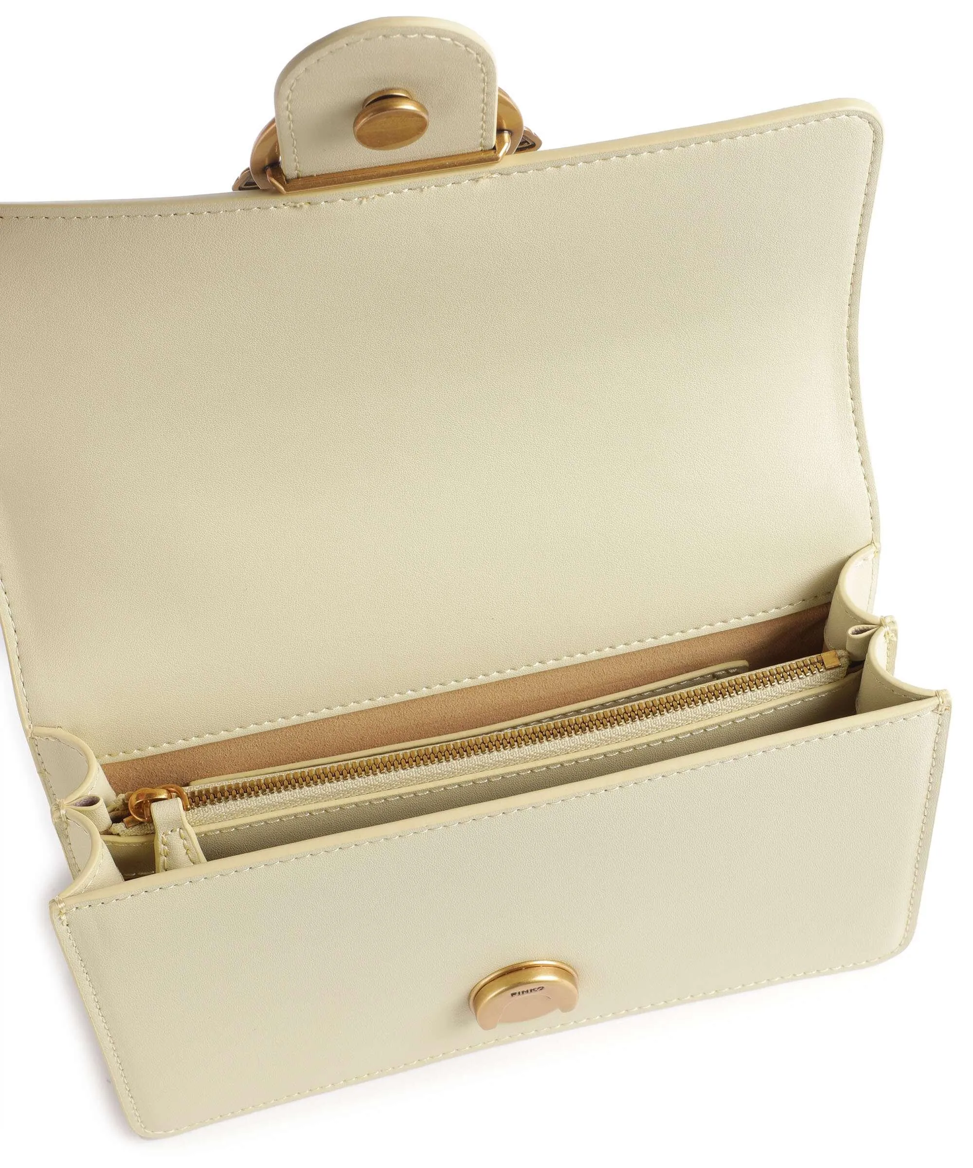  Pinko Love One Mini Borsa a tracolla pelle di vacchetta finemente grana giallo vaniglia  