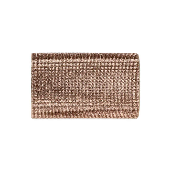 Pochette rosa-oro in laminato con pietre