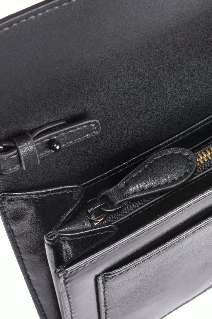 PORTAFOGLIO "LOVE ONE WALLET" A TRACOLLA NERO IN PELLE
