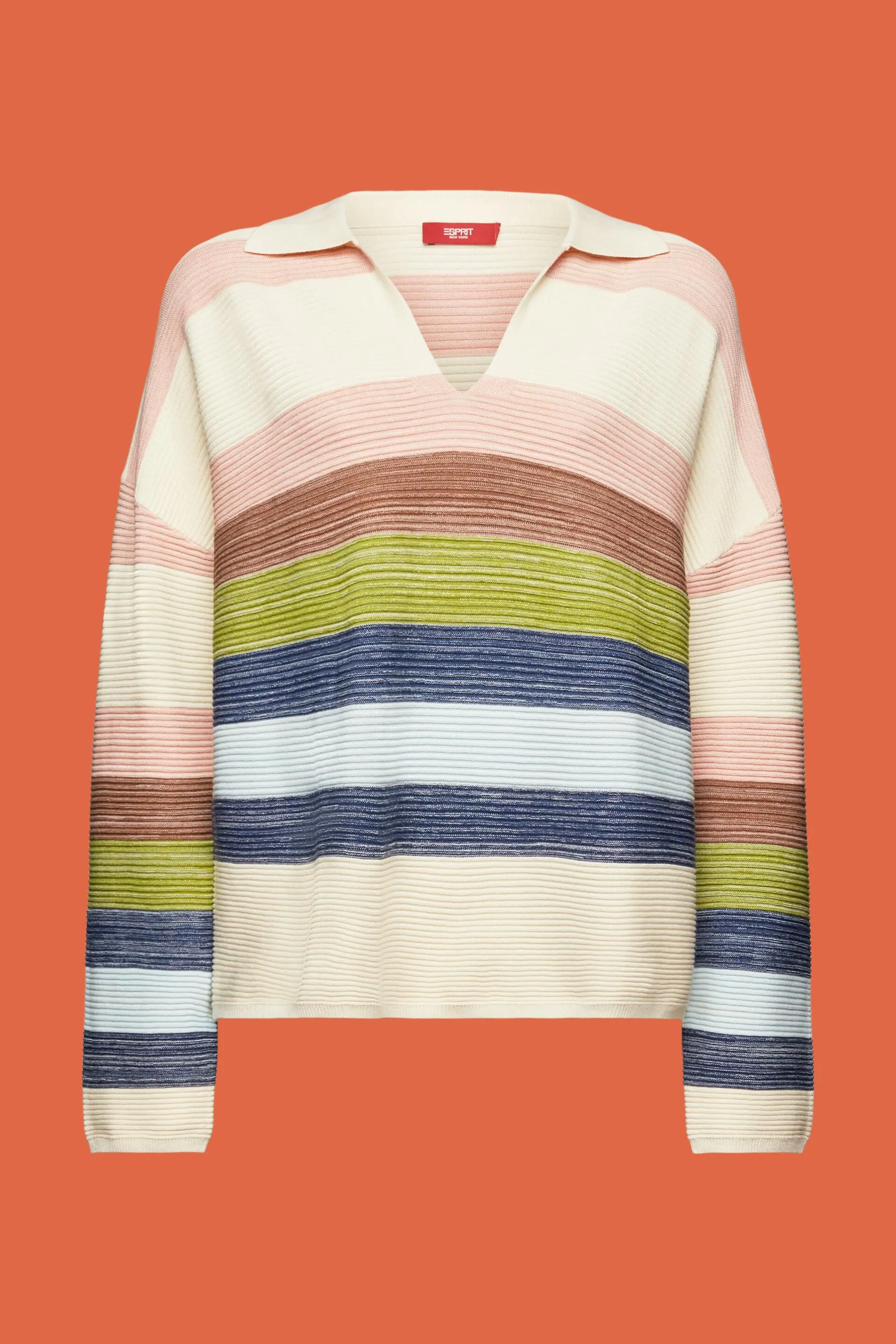 Pullover con scollo a V a righe stile polo