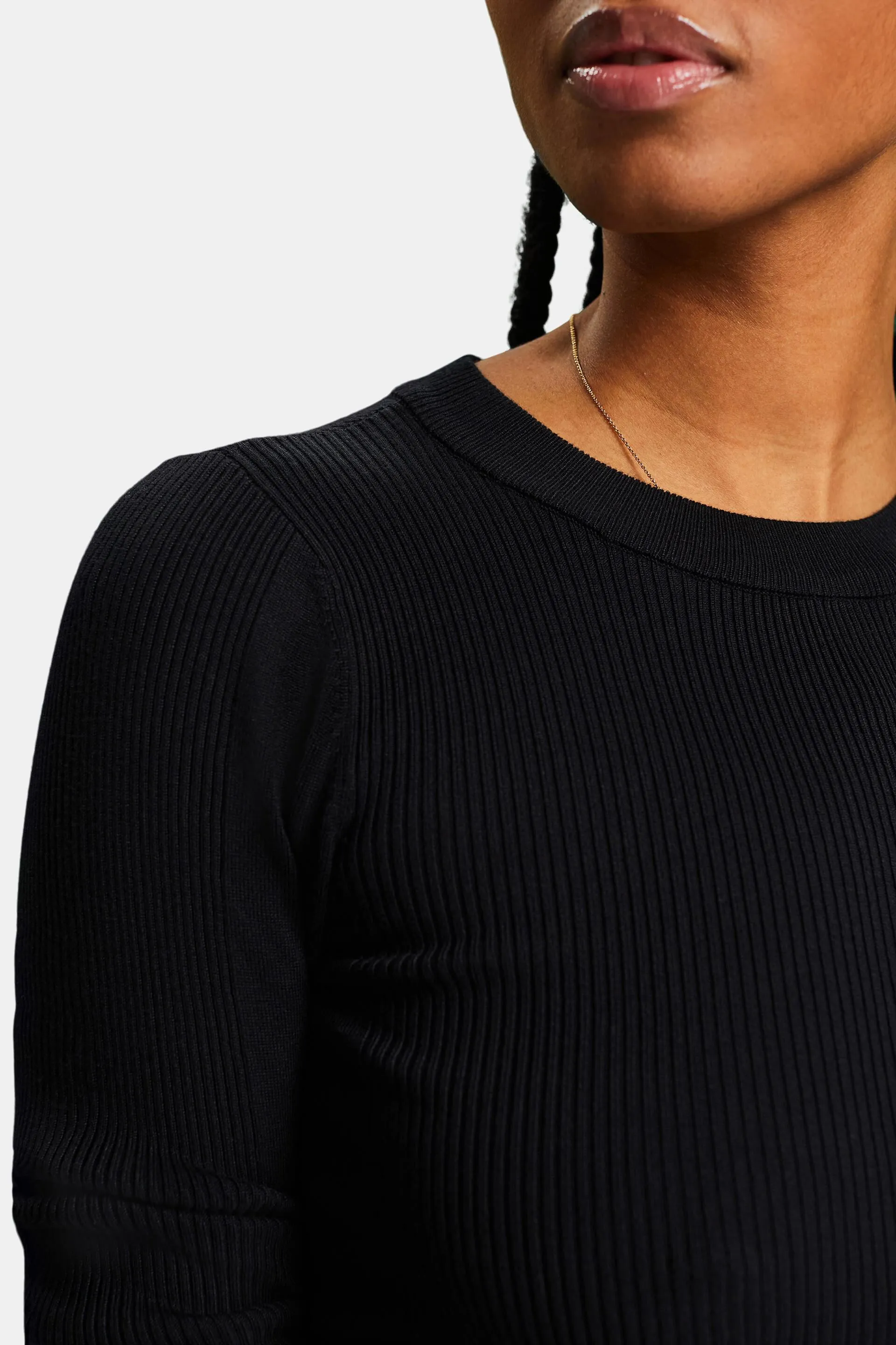Pullover girocollo in maglia a coste