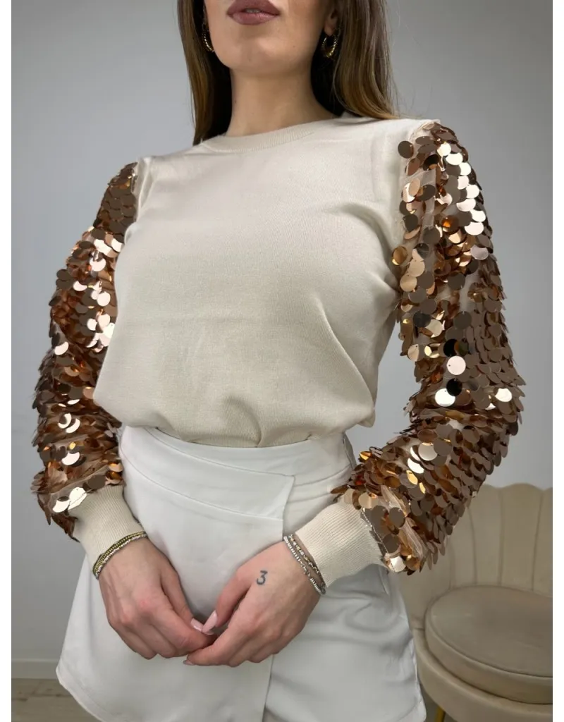PULLOVER GIRY BEIGE