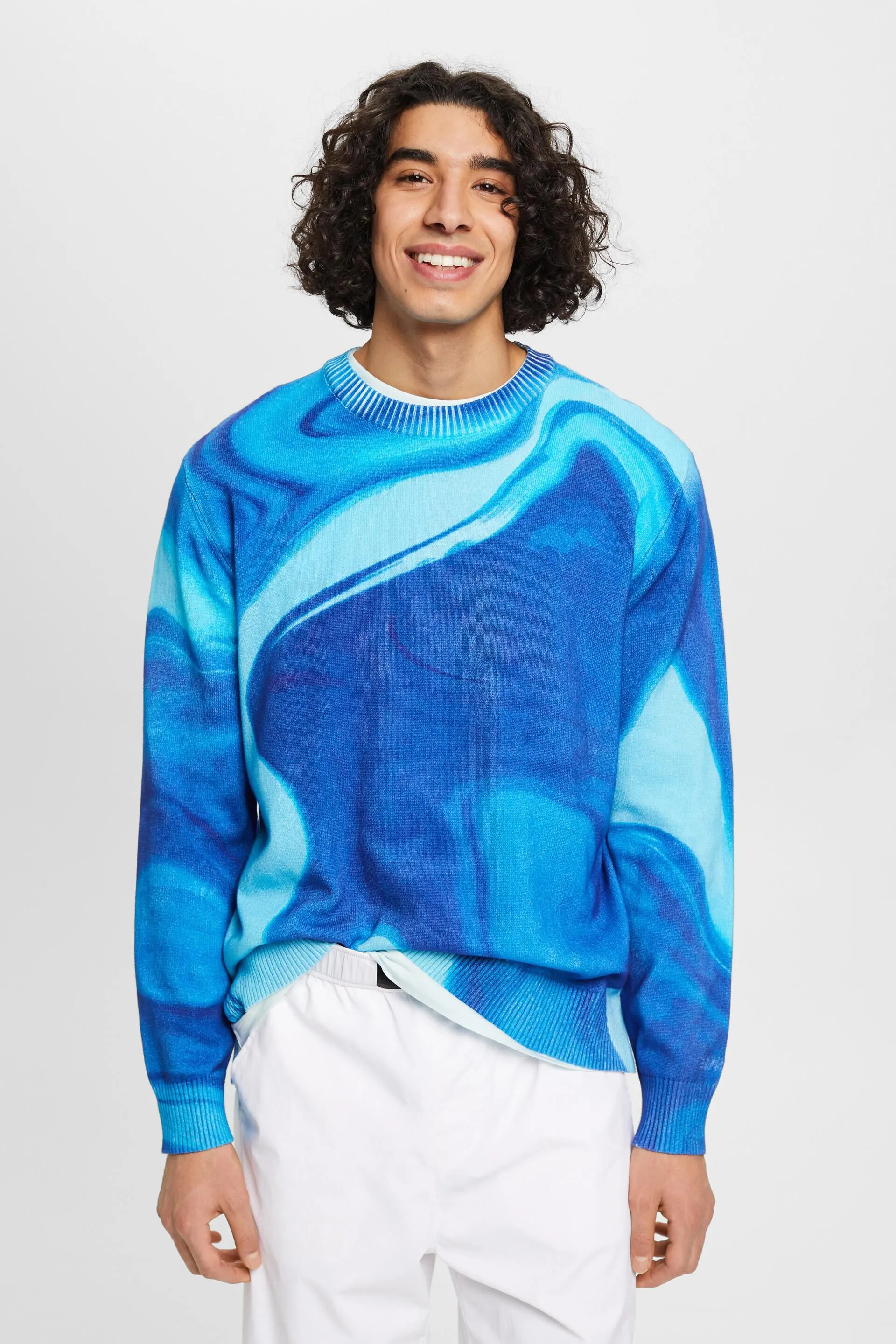 Pullover in cotone intessuto con motivo allover
