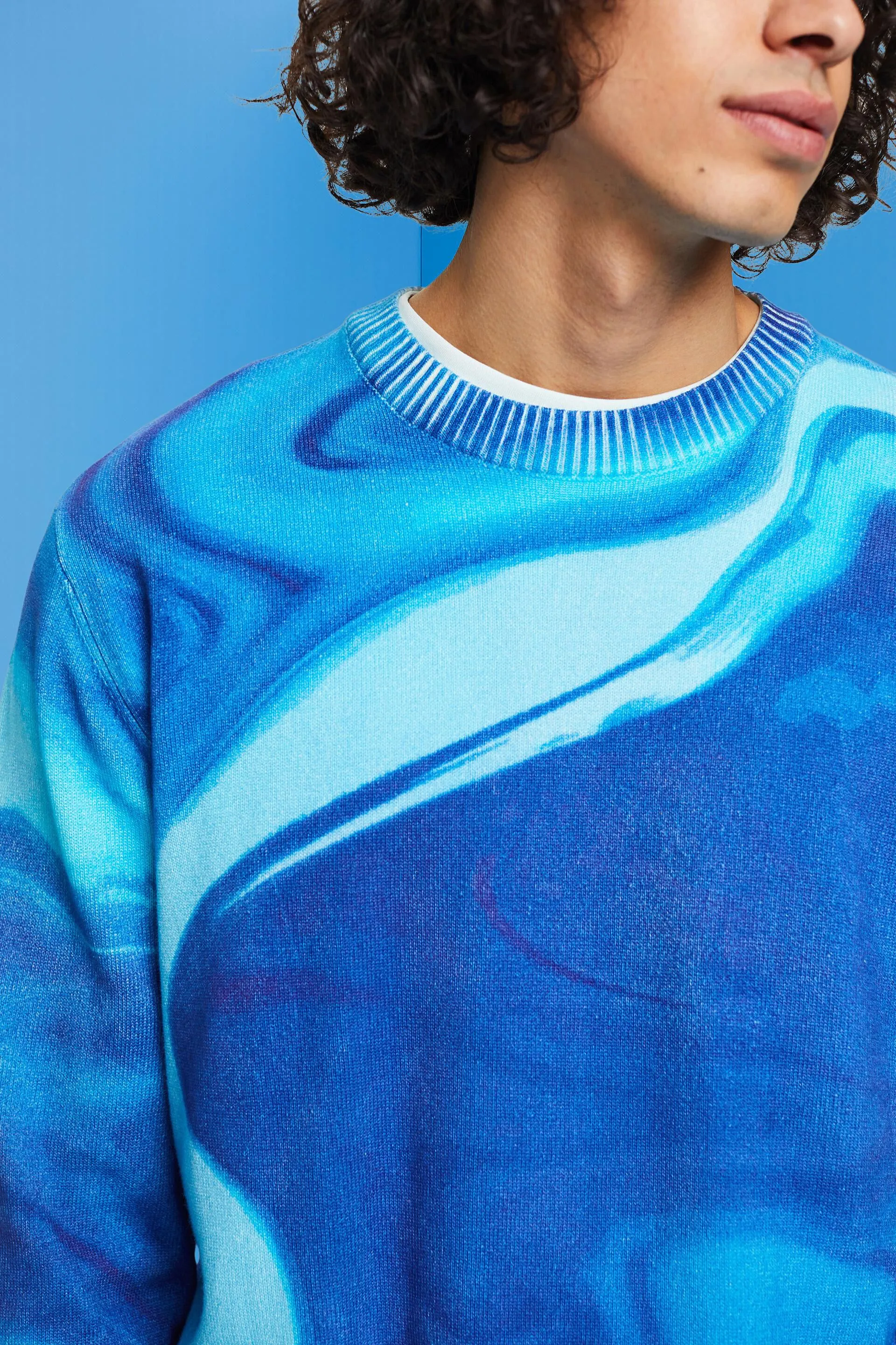 Pullover in cotone intessuto con motivo allover
