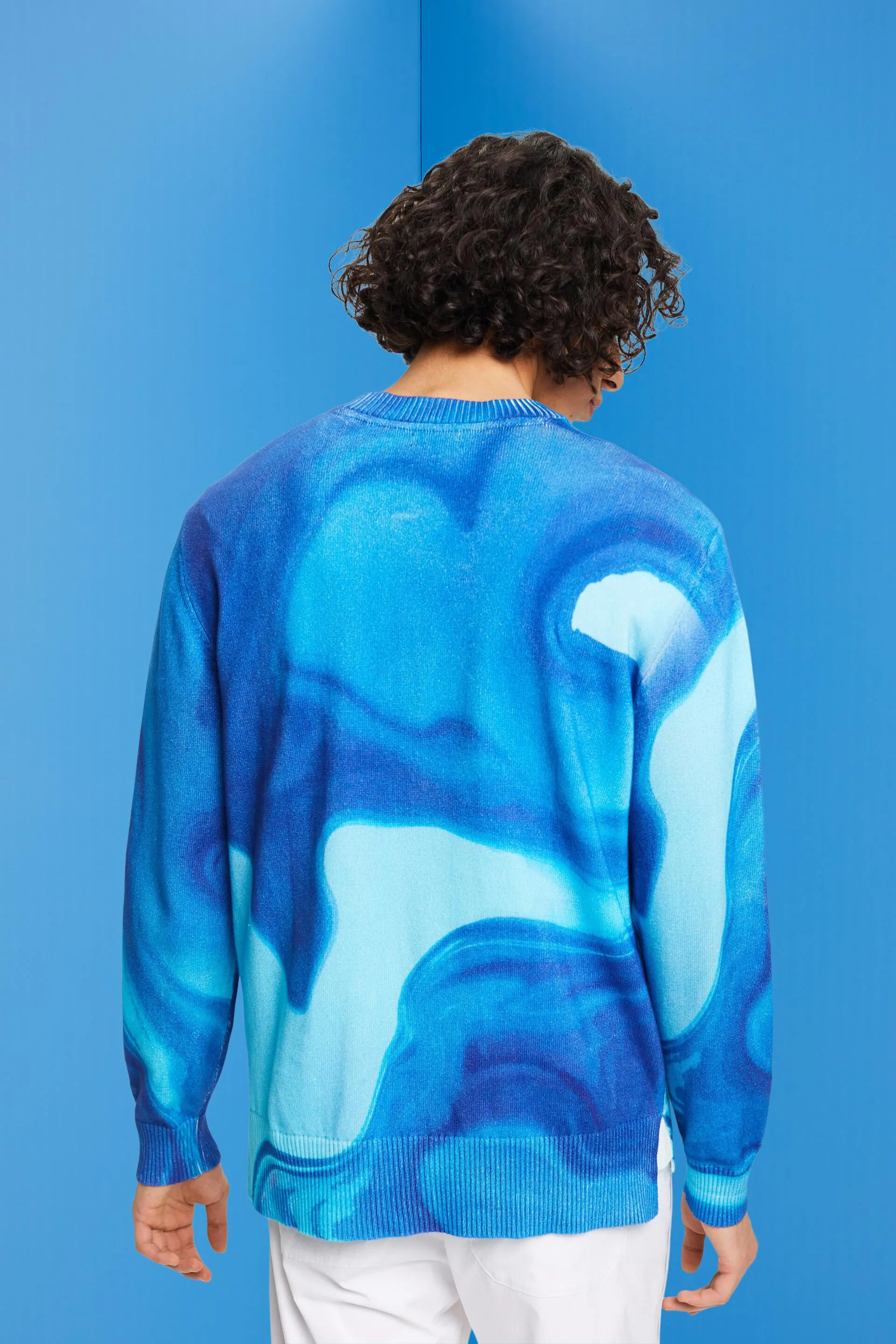 Pullover in cotone intessuto con motivo allover