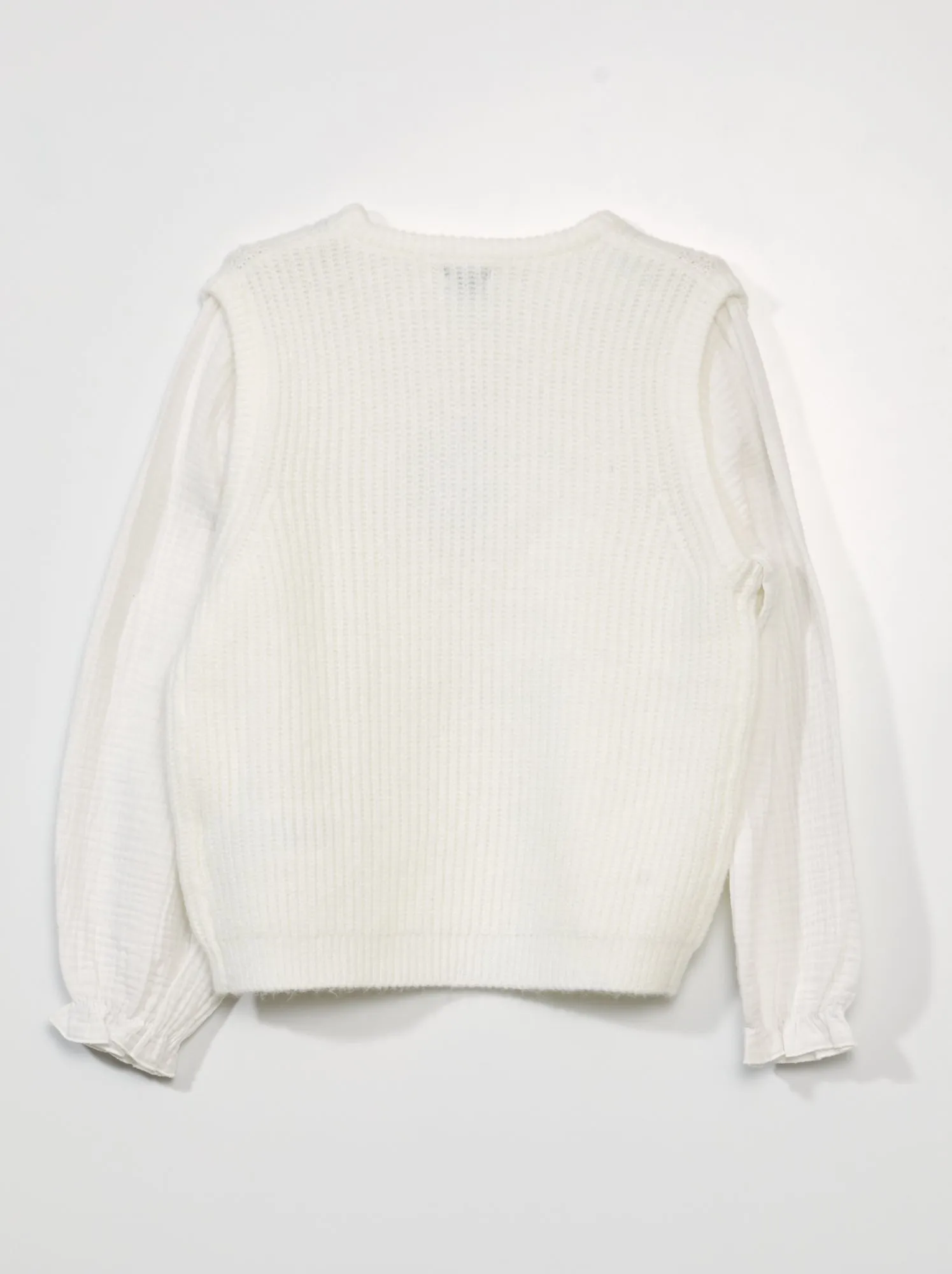 Pullover trompe-l'oeil con gilet senza maniche - Bianco