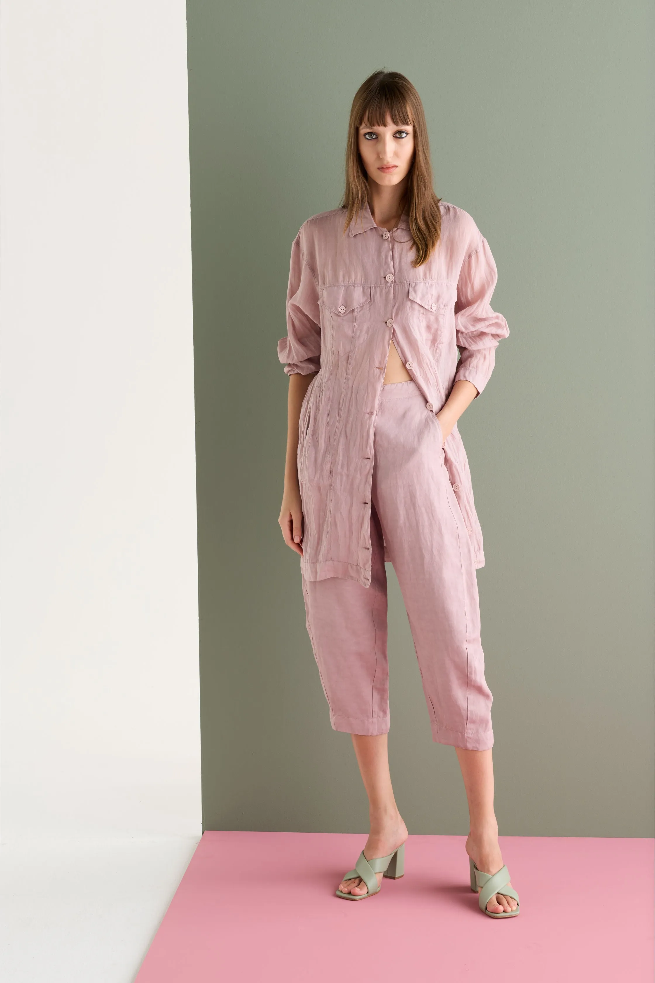 Relaxed-Fit Cropped Trousers Garment Dyed 06LU 7083