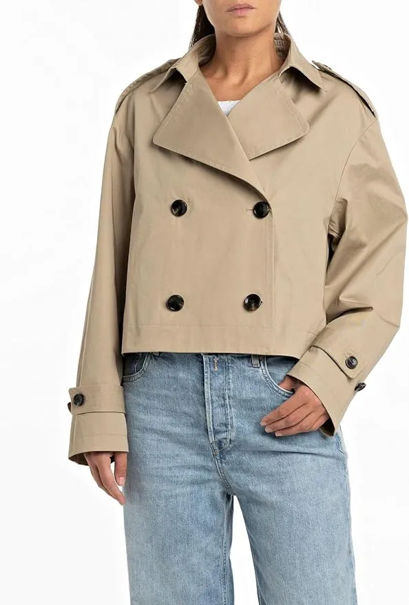 Replay  ---------    ------------Trench impermeabile in  puro cotone - beige