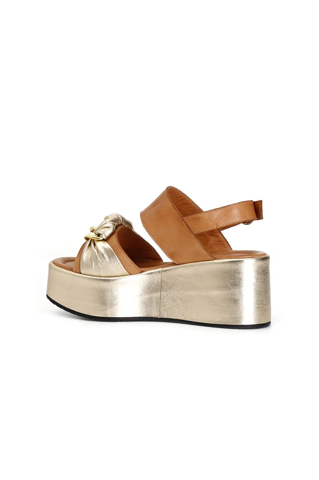 sandali frate in pelle con catena multi platino