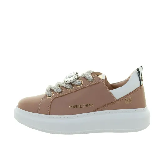 SCARPE DONNA LORENZO MARI SNEAKER BETTY IN PELLE NUDE BIANCO  