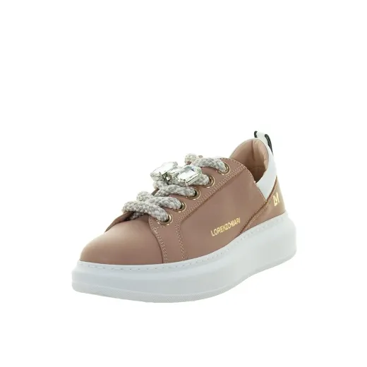 SCARPE DONNA LORENZO MARI SNEAKER BETTY IN PELLE NUDE BIANCO  