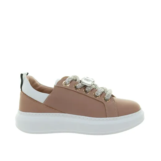 SCARPE DONNA LORENZO MARI SNEAKER BETTY IN PELLE NUDE BIANCO  