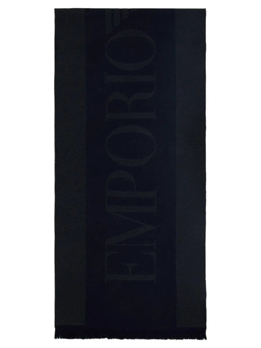 Sciarpa in lana con logo lettering jacquard