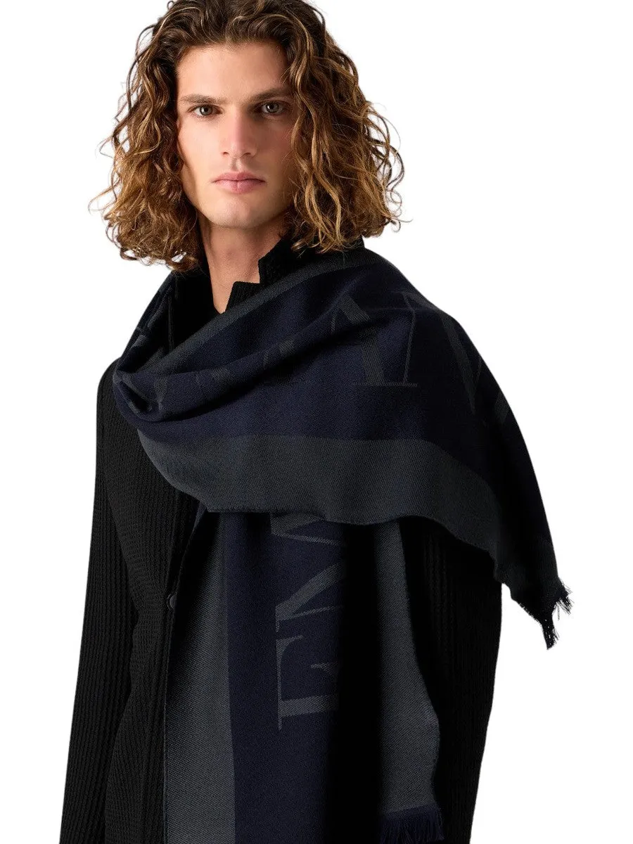 Sciarpa in lana con logo lettering jacquard