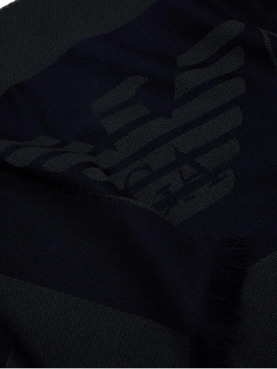 Sciarpa in lana con logo lettering jacquard